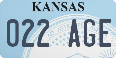 KS license plate 022AGE