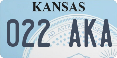 KS license plate 022AKA