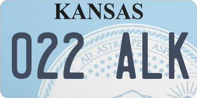 KS license plate 022ALK