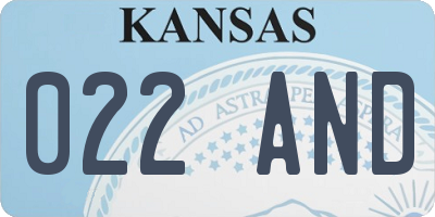 KS license plate 022AND