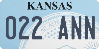 KS license plate 022ANN