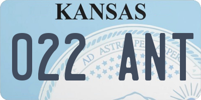 KS license plate 022ANT