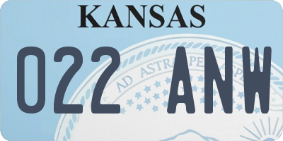 KS license plate 022ANW