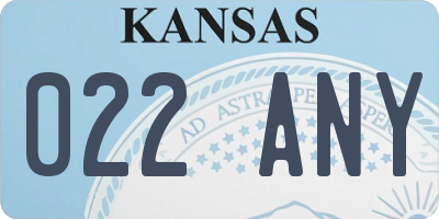 KS license plate 022ANY