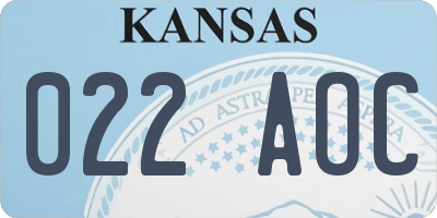 KS license plate 022AOC