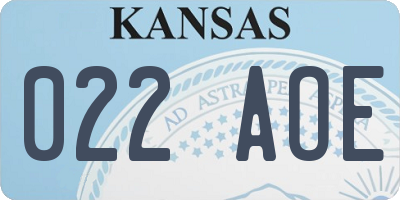 KS license plate 022AOE
