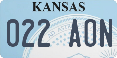 KS license plate 022AON