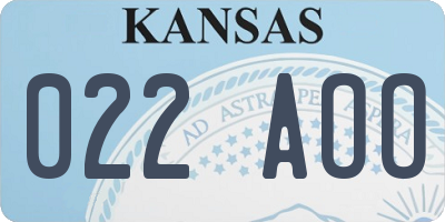 KS license plate 022AOO