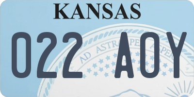 KS license plate 022AOY