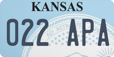 KS license plate 022APA