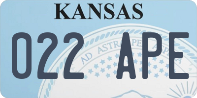 KS license plate 022APE