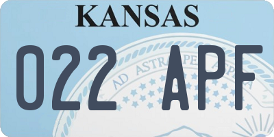 KS license plate 022APF