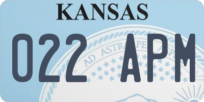 KS license plate 022APM