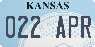 KS license plate 022APR