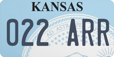 KS license plate 022ARR