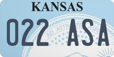 KS license plate 022ASA
