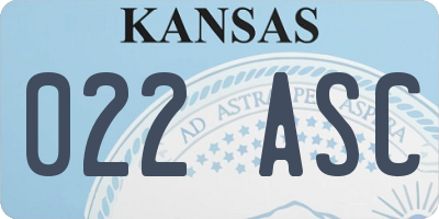 KS license plate 022ASC