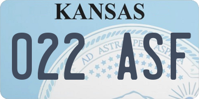 KS license plate 022ASF
