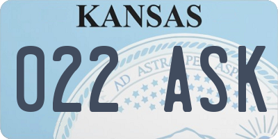 KS license plate 022ASK