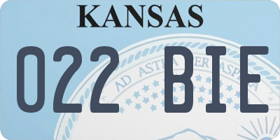 KS license plate 022BIE