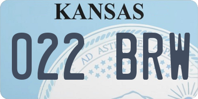 KS license plate 022BRW