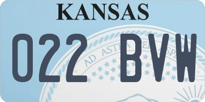 KS license plate 022BVW