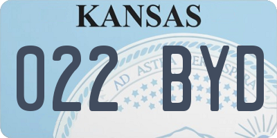 KS license plate 022BYD