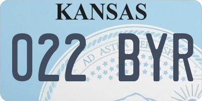 KS license plate 022BYR