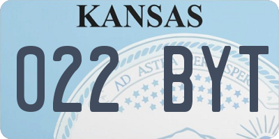 KS license plate 022BYT