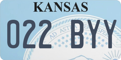 KS license plate 022BYY