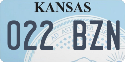 KS license plate 022BZN