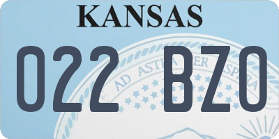 KS license plate 022BZO