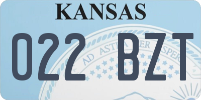 KS license plate 022BZT