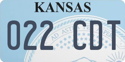KS license plate 022CDT