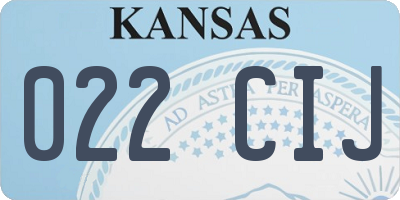 KS license plate 022CIJ
