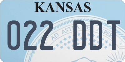 KS license plate 022DDT