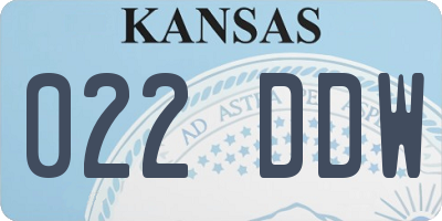 KS license plate 022DDW