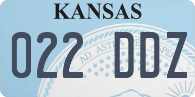 KS license plate 022DDZ
