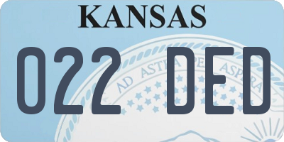 KS license plate 022DED