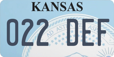 KS license plate 022DEF