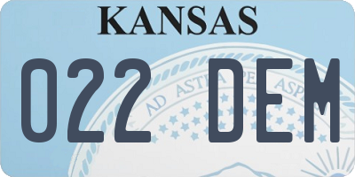 KS license plate 022DEM