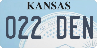 KS license plate 022DEN