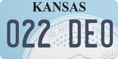 KS license plate 022DEO