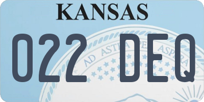 KS license plate 022DEQ