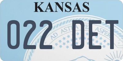 KS license plate 022DET