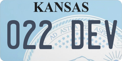 KS license plate 022DEV