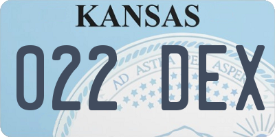 KS license plate 022DEX