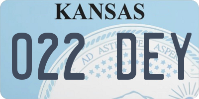KS license plate 022DEY