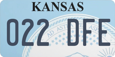 KS license plate 022DFE