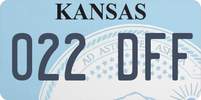 KS license plate 022DFF